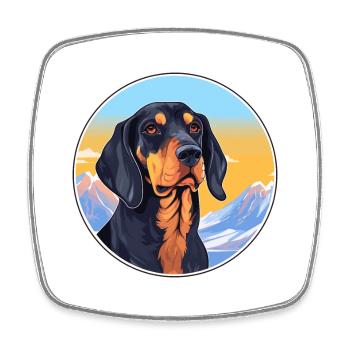 Noir et Tan Coonhound chien race Cartoon Kawaii W - Magnet carré - blanc - Devant