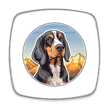 Bluetick Coonhound Dog Breed Cartoon Kawaii Waterc - Square fridge magnet - white - Front