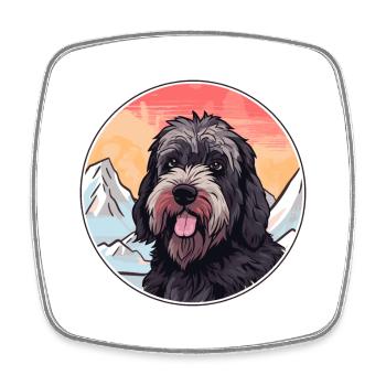 Terrier Russe Noir Race De Chien Cartoon Kawaii Wat - Magnet carré - blanc - Devant