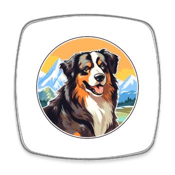 Bohemian Shepherd Dog Breed Cartoon Kawaii Waterco - Square fridge magnet - white - Front