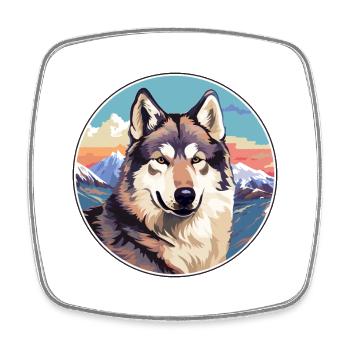 Tschechoslowakischer Wolfshund Hunderasse Karikatur Kawaii Wate - Viereckiger Kühlschrankmagnet - Weiß - Vorne