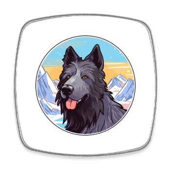 Chien de berger belge race de chien Cartoon Kawaii Watercol - Magnet carré - blanc - Devant
