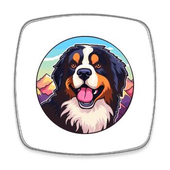 Berner Laufhund Hunderasse Cartoon Kawaii Watercolo - Viereckiger Kühlschrankmagnet - Weiß - Vorne