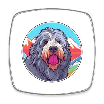 Bergamasco Schäferhund Rasse Cartoon Kawaii Wasser - Viereckiger Kühlschrankmagnet - Weiß - Vorne