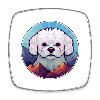 Bichon Frise chien race Cartoon Kawaii aquarelle - Magnet carré - blanc - Devant