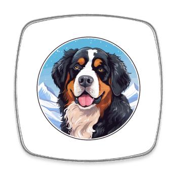 Bernese Mountain Dog Breed Cartoon Kawaii Watercol - Square fridge magnet - white - Front