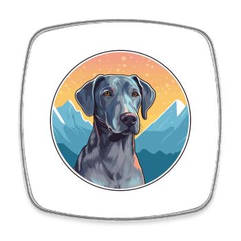 Bleu dentelle chien race dessin animé Kawaii aquarelle - Magnet carré - blanc - Devant