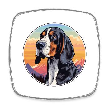 Black Forest Hound Dog Breed Cartoon Kawaii Waterc - Square fridge magnet - white - Front
