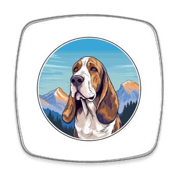 Blau Gascogne Basset Hund Rasse Cartoon Kawaii Wasser - Viereckiger Kühlschrankmagnet - Weiß - Vorne