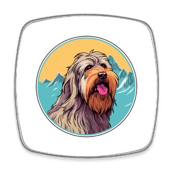 Briard Dog Breed Cartoon Kawaii Watercolor - Square fridge magnet - white - Front