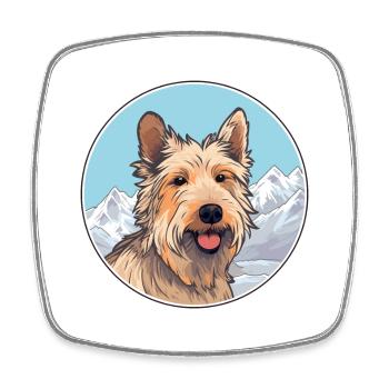 Berger Picard Hunderasse Cartoon Kawaii Aquarell - Viereckiger Kühlschrankmagnet - Weiß - Vorne
