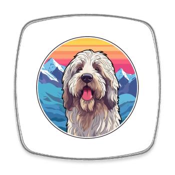 Bergamasco Hunderasse Cartoon Kawaii Aquarell - Viereckiger Kühlschrankmagnet - Weiß - Vorne