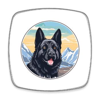 Schwarzer norwegischer Elchhund Hunderasse Cartoon Kawaii - Viereckiger Kühlschrankmagnet - Weiß - Vorne