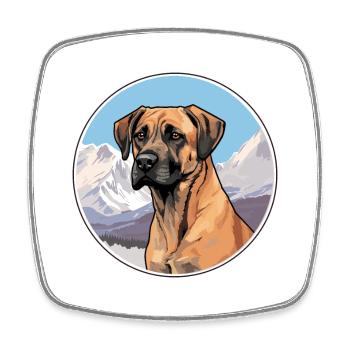 Black Mouth Cur Dog Breed Cartoon Kawaii Watercolo - Square fridge magnet - white - Front