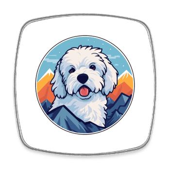 Bolognese Hunderasse Cartoon Kawaii Aquarell - Viereckiger Kühlschrankmagnet - Weiß - Vorne