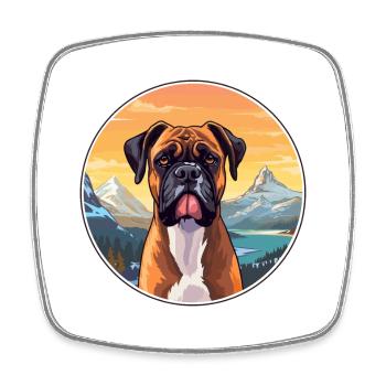 Boxer Hund Rasse Cartoon Kawaii Aquarell - Viereckiger Kühlschrankmagnet - Weiß - Vorne