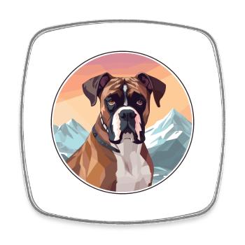Bull Boxer Hund Rasse Cartoon Kawaii Aquarell - Viereckiger Kühlschrankmagnet - Weiß - Vorne
