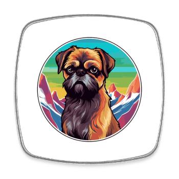 Griffon de Bruxelles race de chien Cartoon Kawaii Watercol - Magnet carré - blanc - Devant