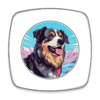 Bucovine Chien de berger race Cartoon Kawaii Waterco - Magnet carré - blanc - Devant