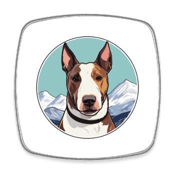 Bull Terrier chien race dessin animé Kawaii aquarelle - Magnet carré - blanc - Devant