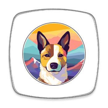 Canaan chien race dessin animé Kawaii aquarelle - Magnet carré - blanc - Devant