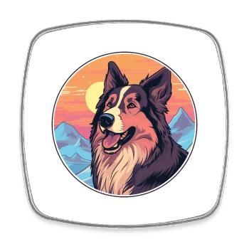 Carpathian Shepherd Dog Breed Cartoon Kawaii Water - Square fridge magnet - white - Front