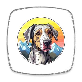 Catahoula Cur chien race dessin animé Kawaii aquarelle - Magnet carré - blanc - Devant