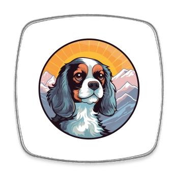 Cavalier Dog Breed Cartoon Kawaii Watercolor - Square fridge magnet - white - Front