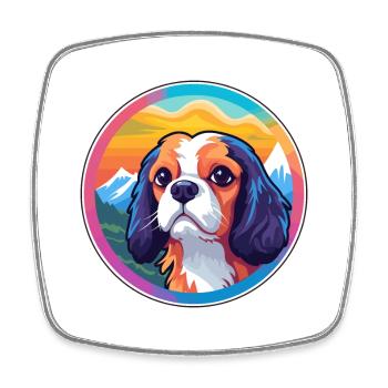 Cavalier King Charles Spaniel Dog Breed Cartoon Ka - Square fridge magnet - white - Front