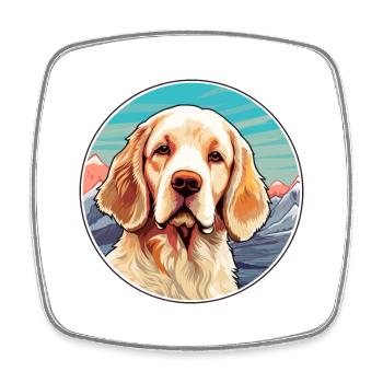Clumber Spaniel Hund Rasse Cartoon Kawaii Watercolo - Viereckiger Kühlschrankmagnet - Weiß - Vorne