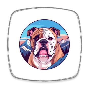 Bulldogge Hund Rasse Cartoon Kawaii Aquarell - Viereckiger Kühlschrankmagnet - Weiß - Vorne