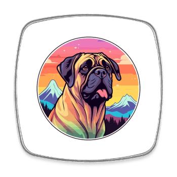 Bullmastiff chien race dessin animé Kawaii aquarelle - Magnet carré - blanc - Devant