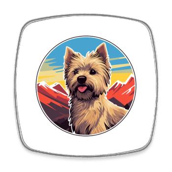 Cairn Terrier chien race dessin animé Kawaii aquarelle - Magnet carré - blanc - Devant