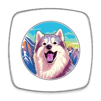 Chien esquimau canadien race Cartoon Kawaii Watercolo - Magnet carré - blanc - Devant