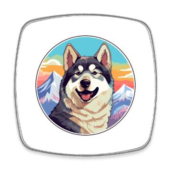 Labrador canadien Husky chien race Cartoon Kawaii W - Magnet carré - blanc - Devant