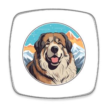 Caucasian Shepherd Dog Breed Cartoon Kawaii Waterc - Square fridge magnet - white - Front