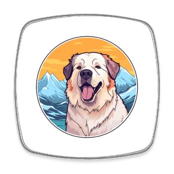 Central Asian Shepherd Dog Breed Cartoon Kawaii Wa - Square fridge magnet - white - Front