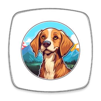 Cesky Fousek chien race dessin animé Kawaii aquarelle - Magnet carré - blanc - Devant