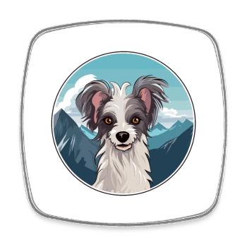 Chien chinois à crête race Cartoon Kawaii Watercolo - Magnet carré - blanc - Devant