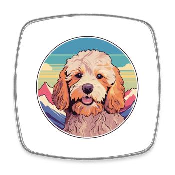 Cockapoo chien race dessin animé Kawaii aquarelle - Magnet carré - blanc - Devant