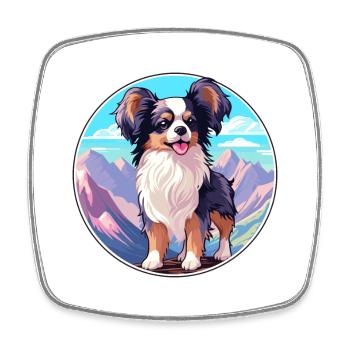 Continental Spielzeug Spaniel Hunderasse Cartoon Kawaii W - Viereckiger Kühlschrankmagnet - Weiß - Vorne