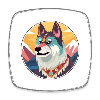 Chinese Imperial Dog Breed Cartoon Kawaii Watercol - Square fridge magnet - white - Front