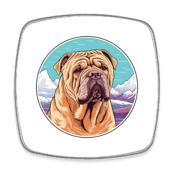 Chinesische Shar Pei Hunderasse Karikatur Kawaii Watercol - Viereckiger Kühlschrankmagnet - Weiß - Vorne