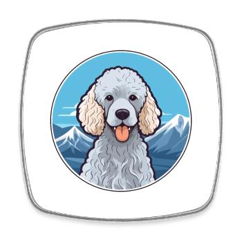 Cordon caniche chien race dessin animé Kawaii aquarelle - Magnet carré - blanc - Devant