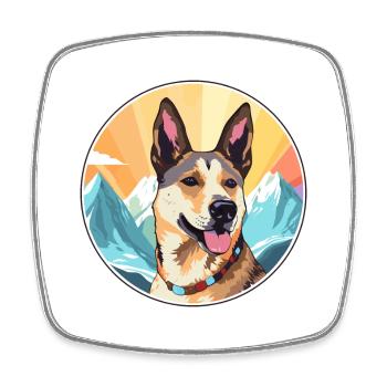 Tchécoslovaque Vlcak Chien Race Cartoon Kawaii Wat - Magnet carré - blanc - Devant