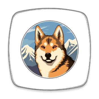Dingo Dog Breed Cartoon Kawaii Watercolor - Square fridge magnet - white - Front