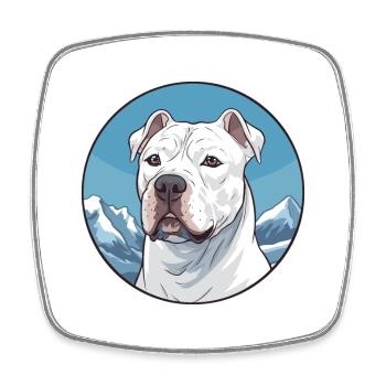 Dogue Argentino chien race Cartoon Kawaii aquarelle - Magnet carré - blanc - Devant