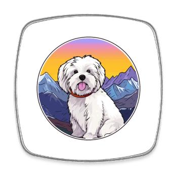 Coton De Tuléar Race De Chien Cartoon Kawaii Watercolo - Magnet carré - blanc - Devant