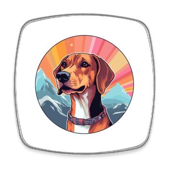 Chien de Crète chien race Cartoon Kawaii aquarelle - Magnet carré - blanc - Devant