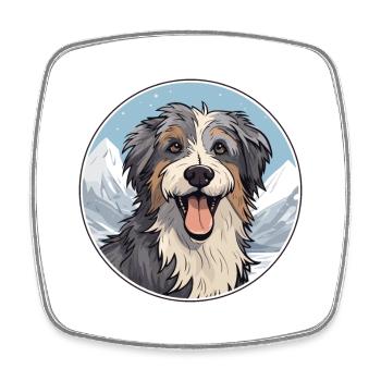 Chien de berger croate race de chien dessin animé Kawaii Waterco - Magnet carré - blanc - Devant